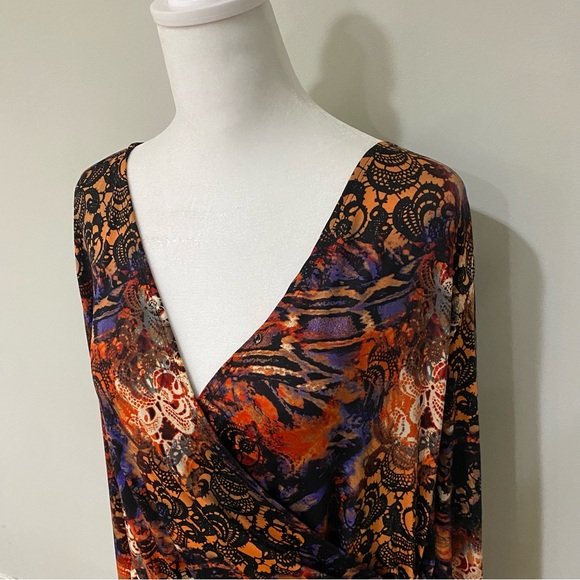 Maxi Faux Wrap Dress with Side Tie Hippie Indie Boho Hippster Plus Size 1X - Picture 6 of 15